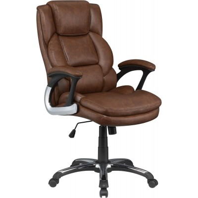 BM230362 44 x 27 x 28.5 in. Leatherette Office Chair with Cushioned Back & Metal Star Base Brown