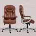 Office Chair, High Back Desk Chair with Tilt Function, Padded Armrest, Swivel Wheels, Executive PU Leather Computer Chair, Adjustable Height, Brown