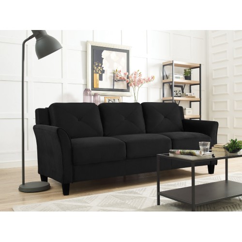 Lifestyle Solutions Taryn Curved Arm Fabric Sofa, Black