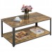 SmileMart Coffee Table with Storage Shelf Accent Table for Living Room, Rustic Brown