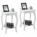 Gymax Set of 2 Accent Side Table Sofa End Table Nigh stand Coffee Table w/ Shelf