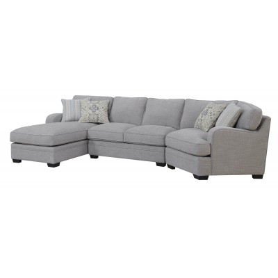 Emerald Home Analiese Linen Gray Sectional, with Pillows, Track Arms, Welt Seaming, And Block Feet