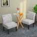 Mecor Modern Armless Accent Chairs Set of 2, Upholstered Fabric Dining Chairs w/Solid Wood Legs for Dining Living Room Sofa - Letter Print